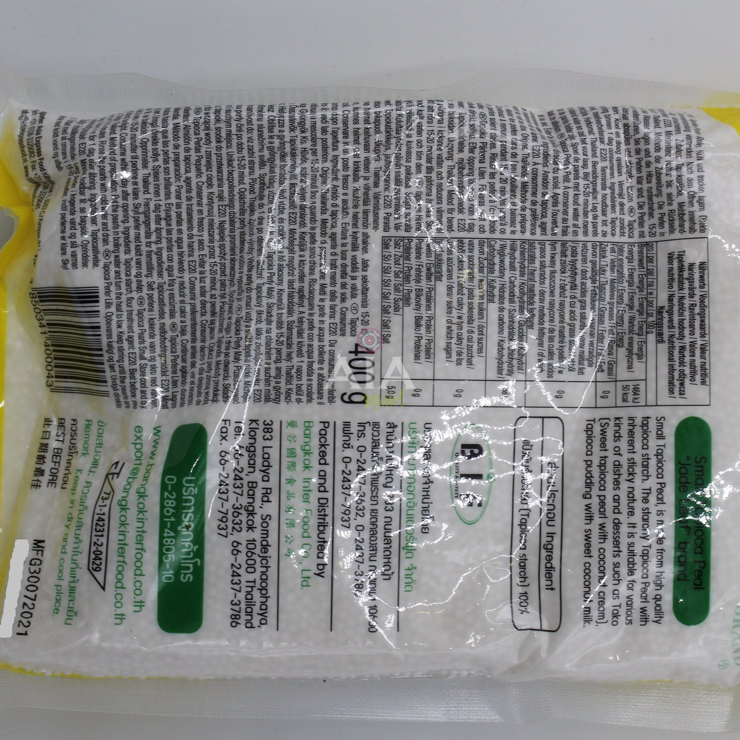 JADEBLATT Weiße Tapioka-Perlen 400g